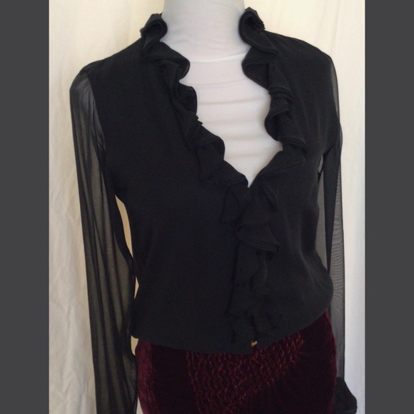 Gucci Vintage Y2K Silk Chiffon Ruffle Blouse - Picture 2 of 5